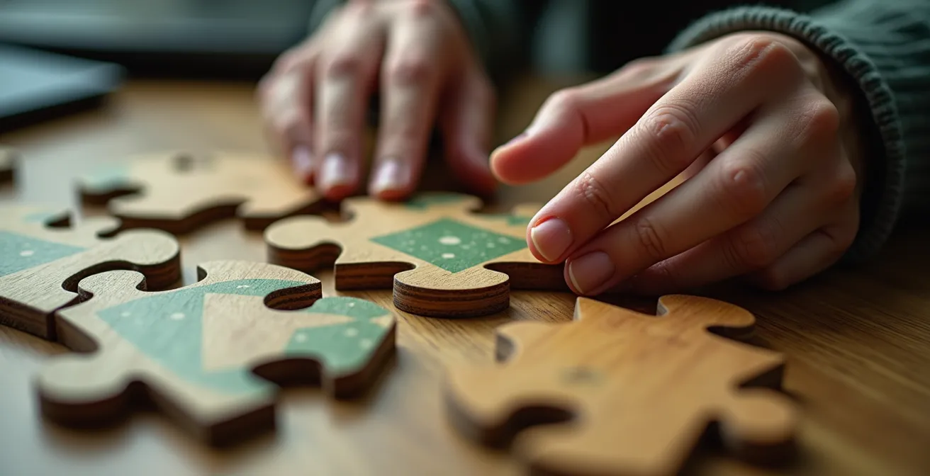 Mains d'entrepreneurs assemblant des pièces de puzzle représentant une stratégie de financement vert