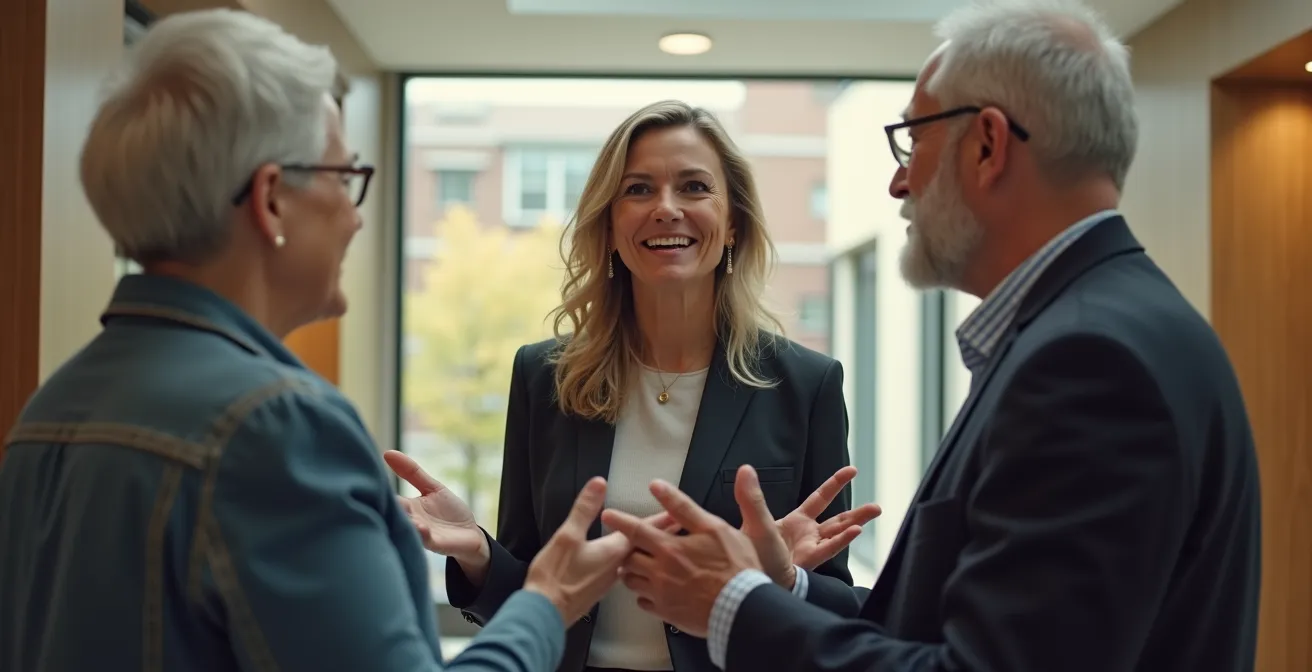 Axe Humain & Émotionnel : Portrait d'un syndic en discussion avec des copropriétaires